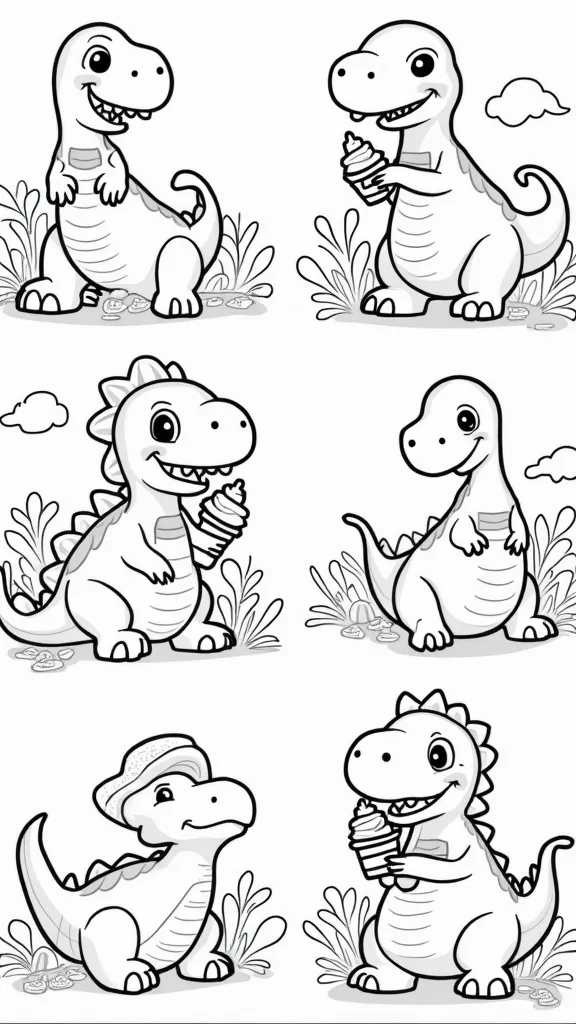 coloriage de dinosaure mignon émérique